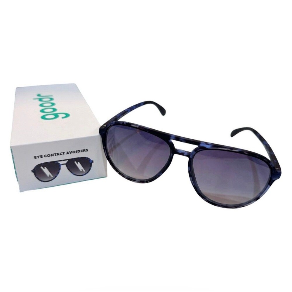 Goodr Mach G Polarized Sunglasses “Eye Contact Avoiders” Blue Tortoise w/Box New
